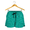 Turquoise Knitted Pattern Print Women's Shorts