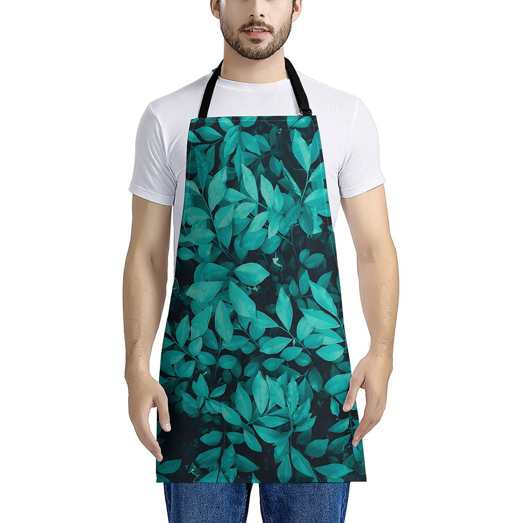 Turquoise Leaf Print Apron