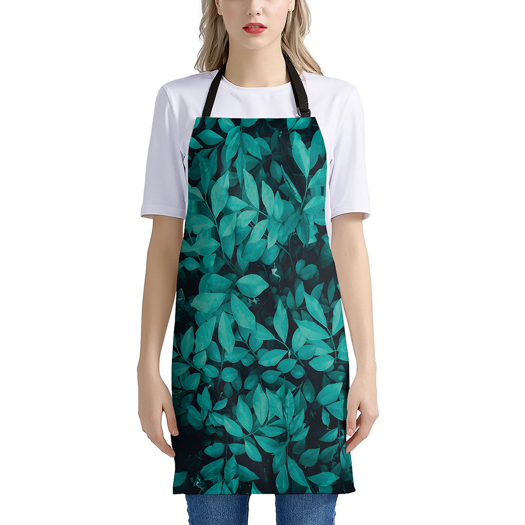 Turquoise Leaf Print Apron