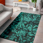 Turquoise Leaf Print Area Rug