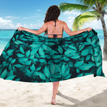 Turquoise Leaf Print Beach Sarong Wrap