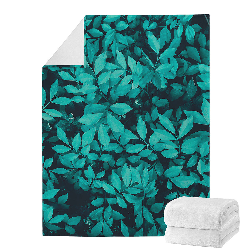 Turquoise Leaf Print Blanket