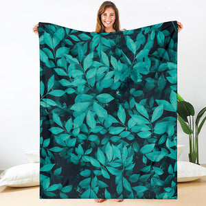 Turquoise Leaf Print Blanket