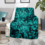 Turquoise Leaf Print Blanket