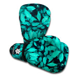 Turquoise Leaf Print Boxing Gloves