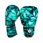 Turquoise Leaf Print Boxing Gloves