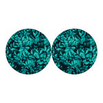 Turquoise Leaf Print Car Coasters