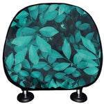 Turquoise Leaf Print Car Headrest Covers