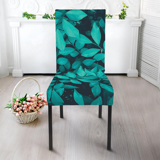 Turquoise Leaf Print Dining Chair Slipcover