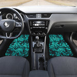 Turquoise Leaf Print Front and Back Car Floor Mats