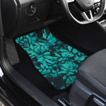 Turquoise Leaf Print Front and Back Car Floor Mats