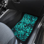 Turquoise Leaf Print Front and Back Car Floor Mats