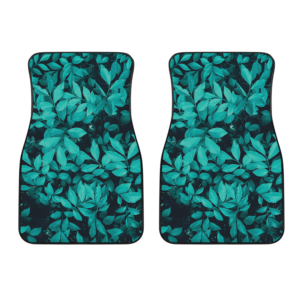 Turquoise Leaf Print Front Car Floor Mats