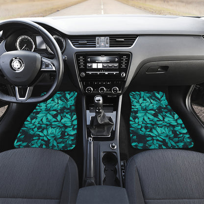 Turquoise Leaf Print Front Car Floor Mats