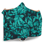 Turquoise Leaf Print Hooded Blanket