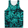 Turquoise Leaf Print Men's Tank Top