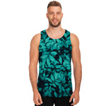 Turquoise Leaf Print Men's Tank Top