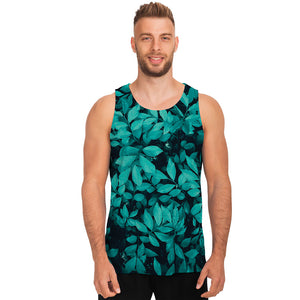 Turquoise Leaf Print Men's Tank Top