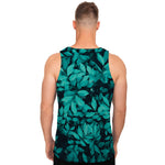 Turquoise Leaf Print Men's Tank Top