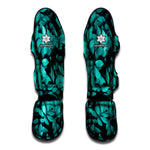 Turquoise Leaf Print Muay Thai Shin Guard