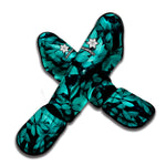 Turquoise Leaf Print Muay Thai Shin Guard