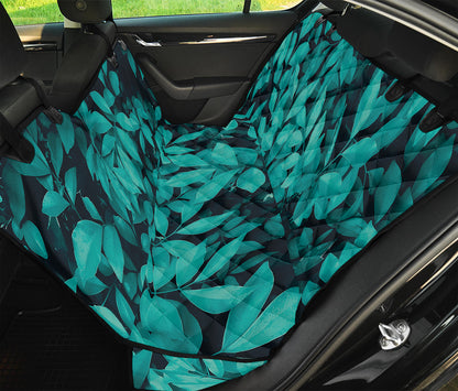 Turquoise Leaf Print Pet Car Back Seat Cover