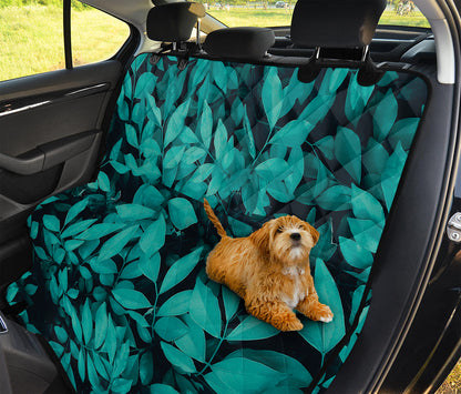Turquoise Leaf Print Pet Car Back Seat Cover
