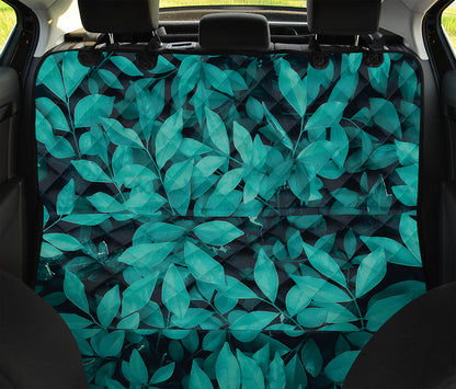 Turquoise Leaf Print Pet Car Back Seat Cover