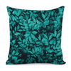 Turquoise Leaf Print Pillow Cover