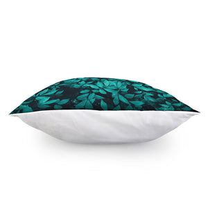 Turquoise Leaf Print Pillow Cover