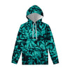 Turquoise Leaf Print Pullover Hoodie