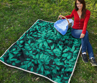 Turquoise Leaf Print Quilt