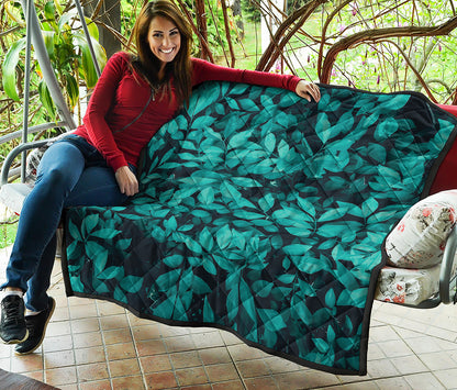 Turquoise Leaf Print Quilt