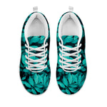 Turquoise Leaf Print White Sneakers