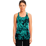 Turquoise Leaf Print Women's Racerback Tank Top
