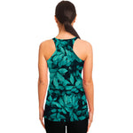 Turquoise Leaf Print Women's Racerback Tank Top