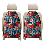 Turquoise Leaves Hibiscus Pattern Print Car Seat Organizers