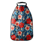Turquoise Leaves Hibiscus Pattern Print Car Seat Organizers