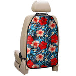 Turquoise Leaves Hibiscus Pattern Print Car Seat Organizers