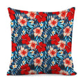 Turquoise Leaves Hibiscus Pattern Print Pillow Cover