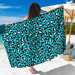 Turquoise Leopard Print Beach Sarong Wrap