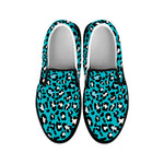 Turquoise Leopard Print Black Slip On Shoes