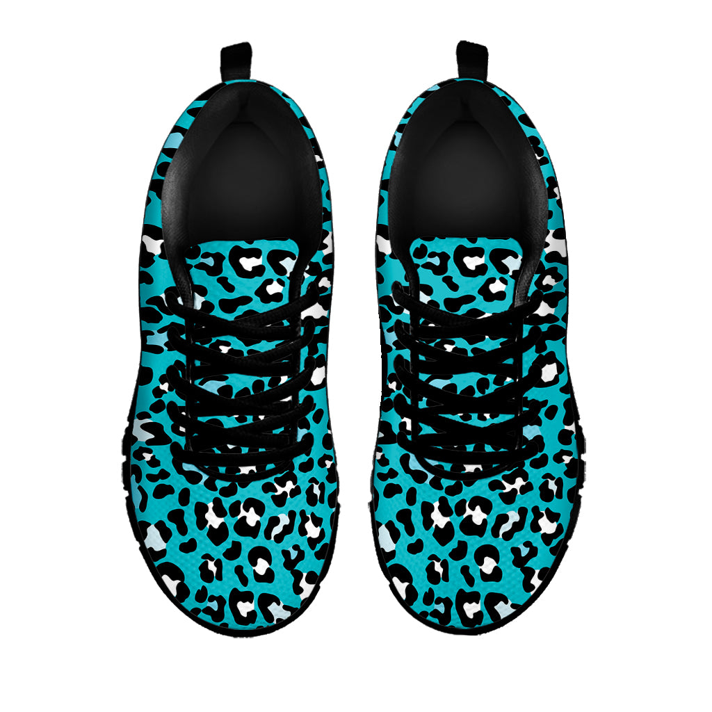 Turquoise Leopard Print Black Sneakers
