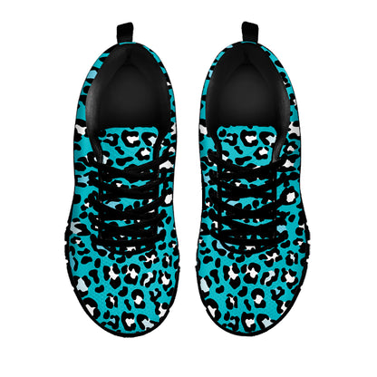 Turquoise Leopard Print Black Sneakers