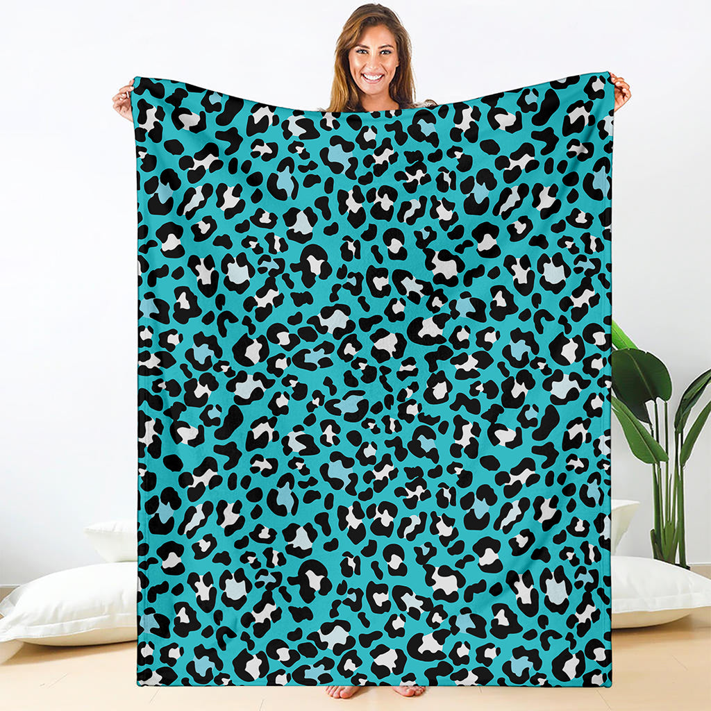 Turquoise Leopard Print Blanket
