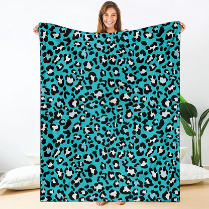 Turquoise Leopard Print Blanket