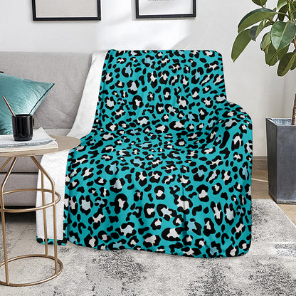 Turquoise Leopard Print Blanket