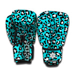 Turquoise Leopard Print Boxing Gloves