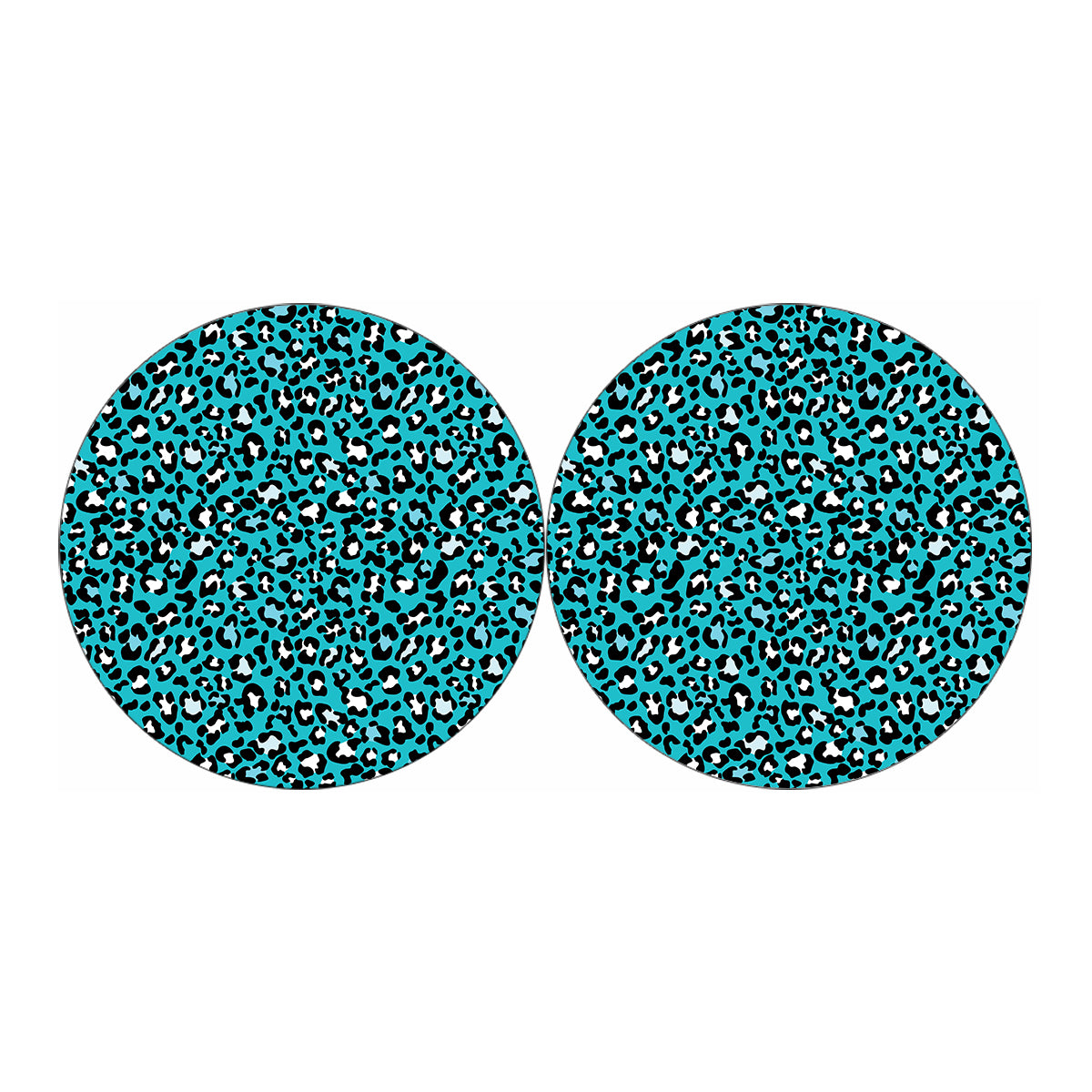 Turquoise Leopard Print Car Coasters