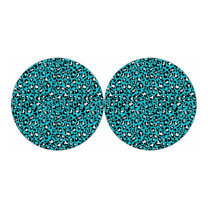 Turquoise Leopard Print Car Coasters
